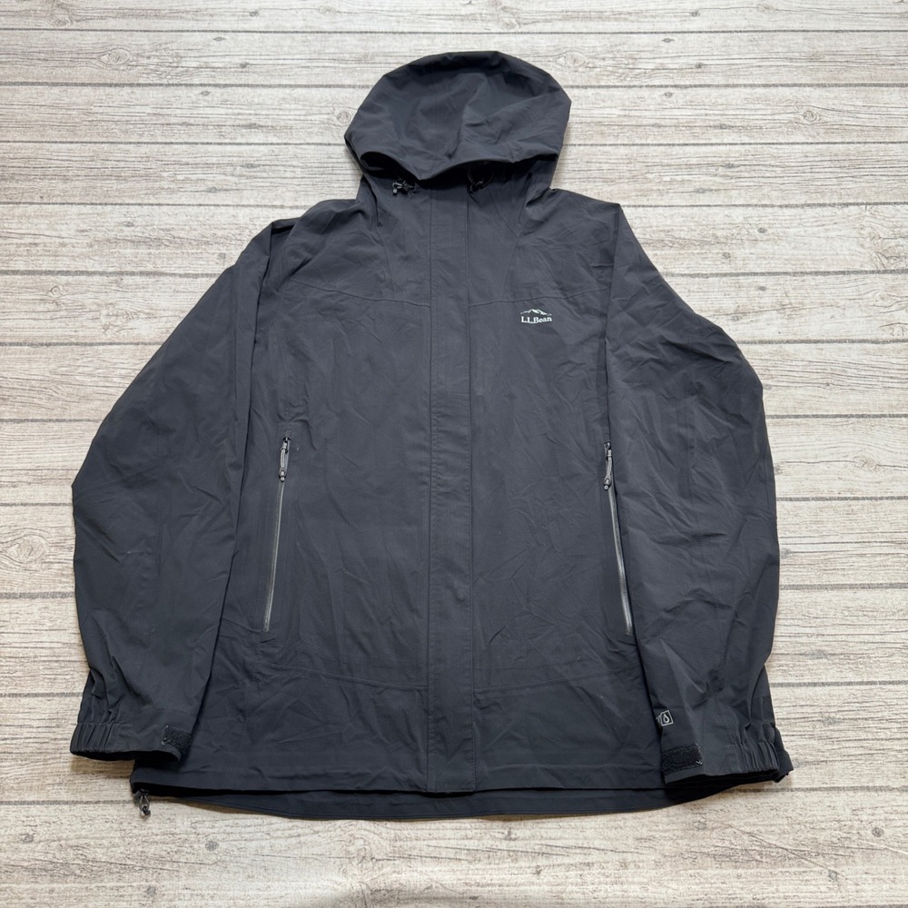 L.L. Bean Rain Jacket Women's XL Black TEK 2.5 Hooded Waterproof Softshell Nylon